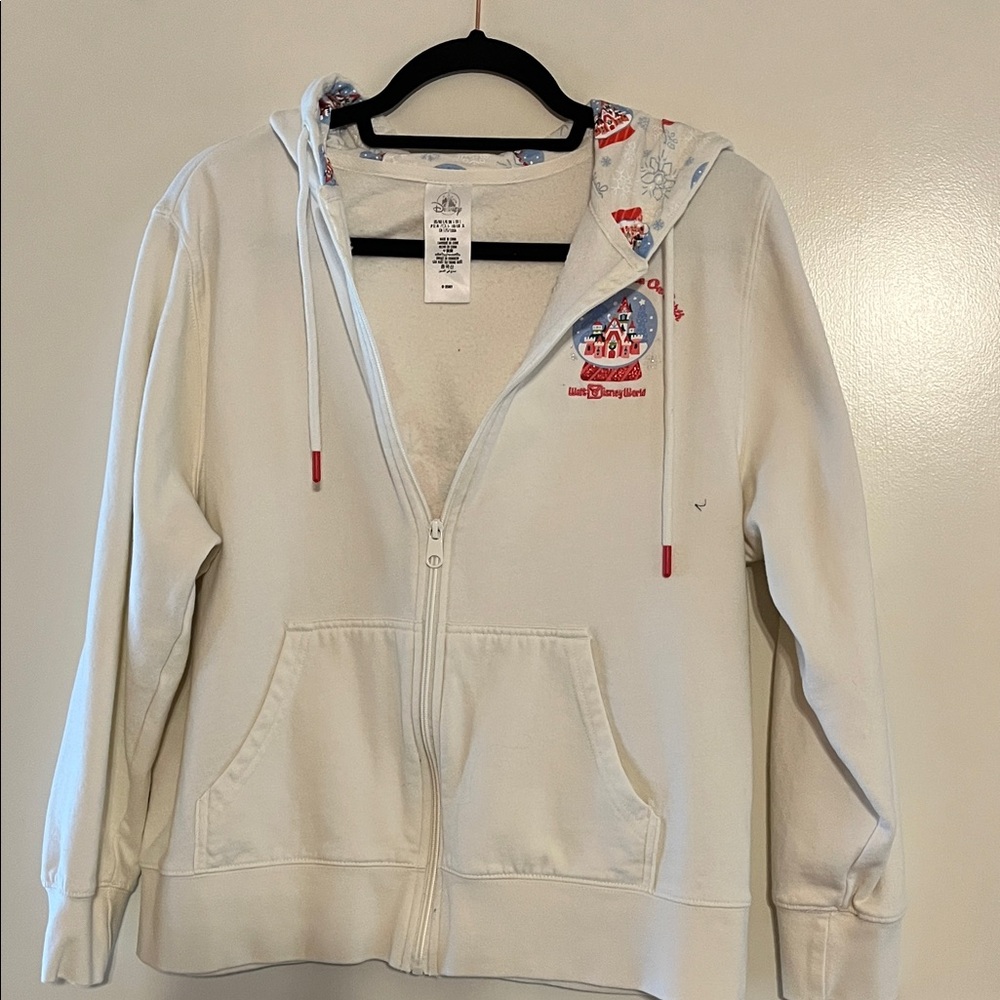 Disney Cream Color Graphic Hoodie The Merriest Place on Earth Walt Disney World